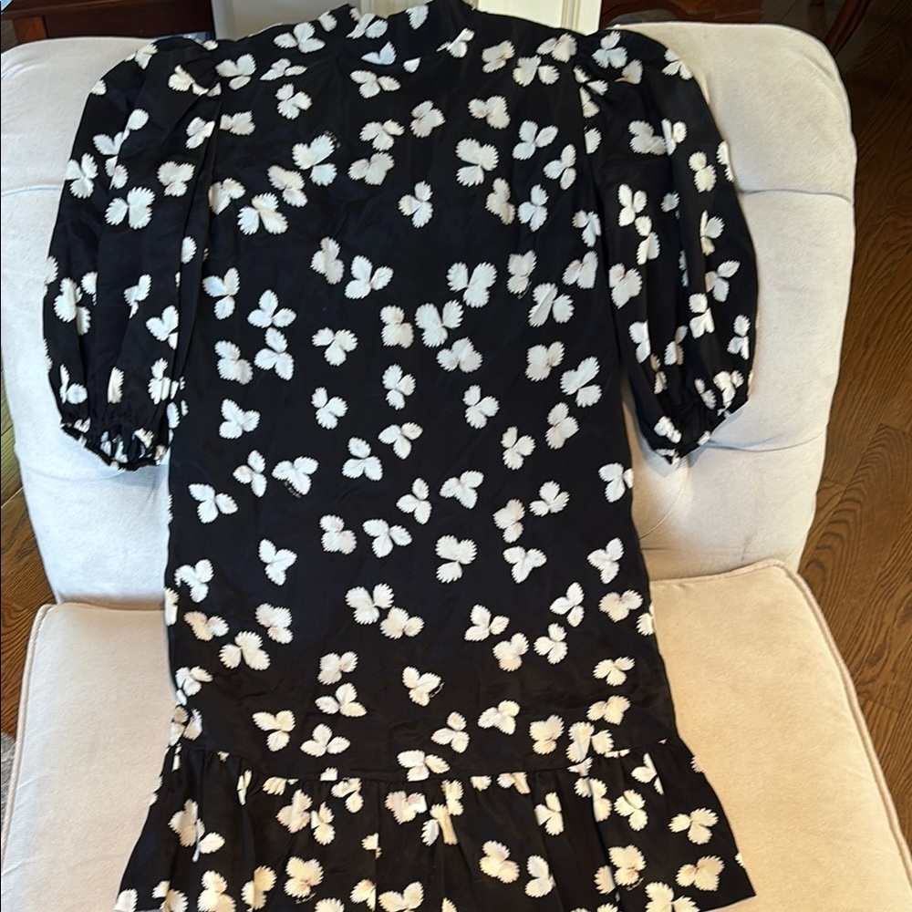 The Kooples Black Dress with White Floral Design